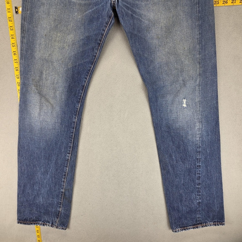 Levis 501 Jeans Mens 33x34 Blue Selvedge LVC Whiskers Button Fly - Picture 9 of 16